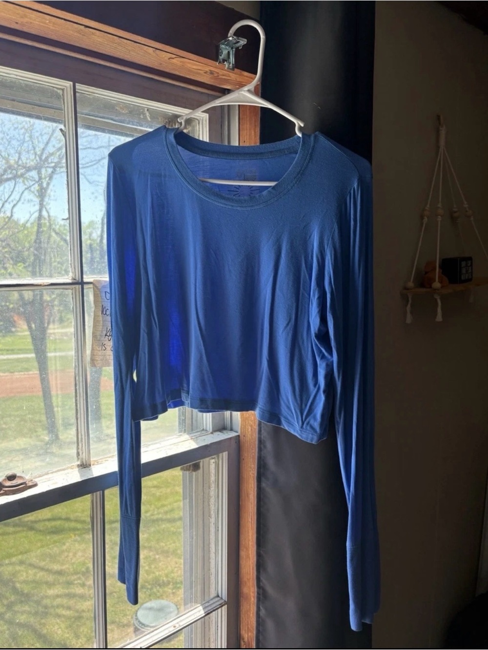 aerie Blue Long Sleeve Cropped Tee